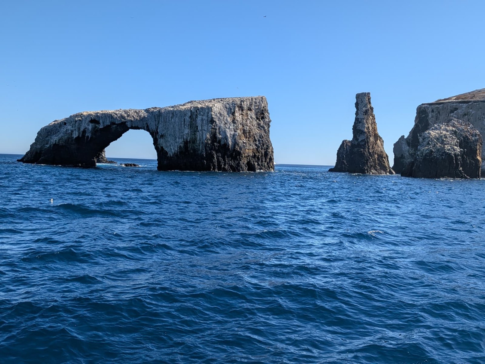 Anacapa Island's Arch Rock rising from the blue ocean